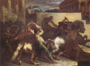 Theodore   Gericault Race of Wild Horses at Rome (mk05)